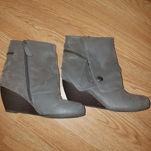 Gray Ankle Wedge Boots Brand New size 7